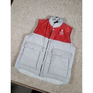 Vintage 80s Michelob Beer Vest Medium Gray Employee Pockets Full Zip USA Made